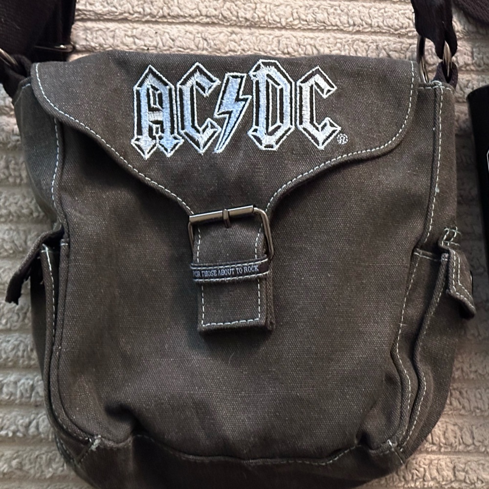 AC/DC dark blue embroidered  Canvas Crossbody Bag